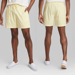 XL - Mens Pull-On Shorts 6in - Original Use - Lemon Yellow
